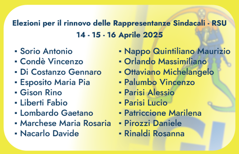 Elezioni RSU 2025: ecco la lista dei candidati, si vota 14-15-16 aprile